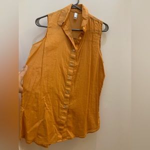 American apparel collared sleeveless cotton lawn shirt in golden yellow